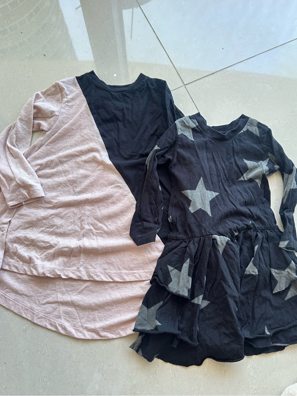 Nununu Black Star Ruffle Dress wand Pink Panel Flair Dress